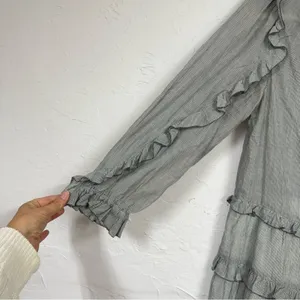 Ulla Johnson Grey Cotton Tiered Mini Dress Womens 6 Boho Romantic Casual Cottage thumbnail 14