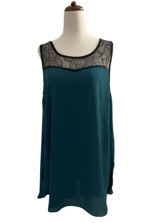 #9 Mossimo Green Sleeveless Blouse Women's Top Size Large thumbnail 1