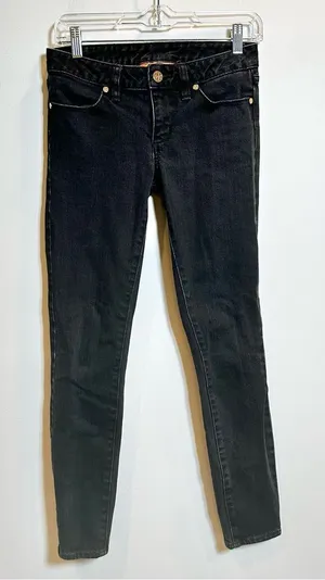 Tory Burch Super Skinny Jeans Women's Size 25 Black Ankle Zip Denim Stretch‎ thumbnail 1