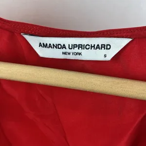 Amanda Uprichard 100% Silk Red Short Sleeve Wrap Ruched Mini Dress S thumbnail 5