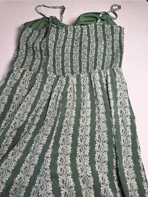 Su Wish Green Paisley Jumpsuit Womens XL Boho Wide Leg Tie Front thumbnail 13