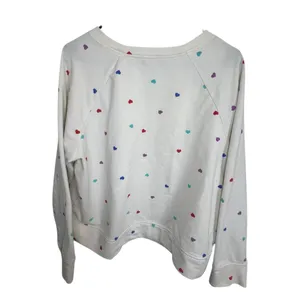 Wild Fox Colorful Heart Patterned White Long Sleeve Sweatshirt thumbnail 3