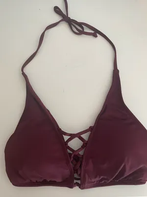 Crisscross Maroon Bikini Top Red Size L thumbnail 1
