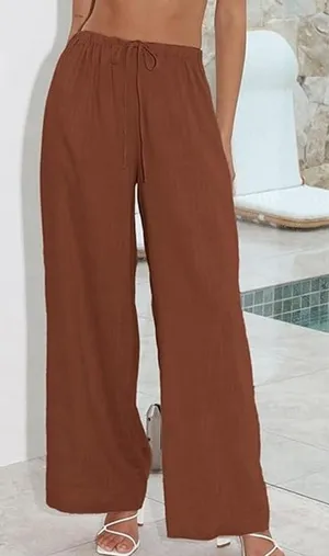 NWT ~ Women's Rust Flowy Palazzo Pants ~ Pockets & Wide Leg ~ Plus Size 2X thumbnail 1