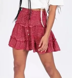 PRINCESS POLLY red floral print mini skirt size 0 women’s thumbnail 1