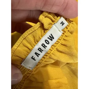 Farrow Yellow Satin Ruffle Tie Neck‎ Midi Dress Size M thumbnail 7