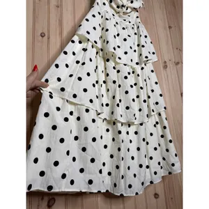 NWT Lulus Modie White Polka Dot Twist-Front Lace-Up Midi Dress Retro Party Sz M thumbnail 5