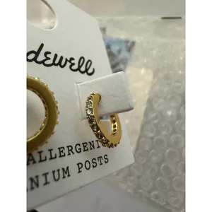 Madewell Sparkle Pavé Huggie Mini Hoop Earrings Crystal thumbnail 6