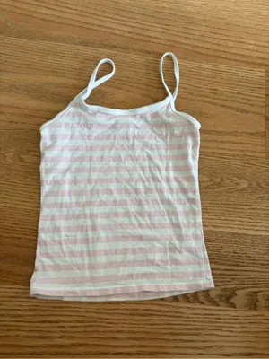 Frankie's Bikinis Pink & White Striped Spaghetti Strap Tank thumbnail 2