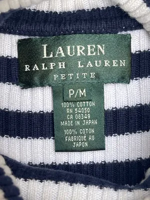 Lauren Ralph Lauren Striped Blue and white Turtleneck Sweater nautical coastal M thumbnail 7