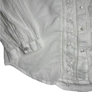 Lucky Brand Embroidered Cotton Blouse White XS Romantic Boho Prairie thumbnail 9