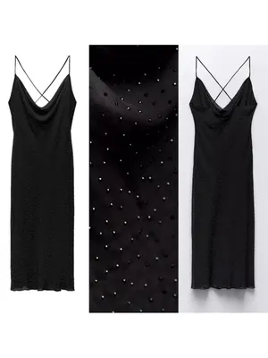 Zara Black Cowl-Neck Slip Midi Dress thumbnail 3