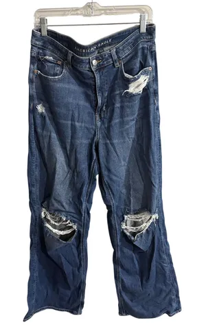 American Eagle AE Stretch Super High Rise Baggy Wide Leg Jean Women’s 10 Long thumbnail 1