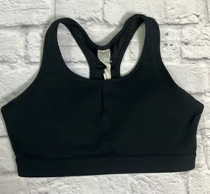 Fabletics black keyhole front sports bra thumbnail 1