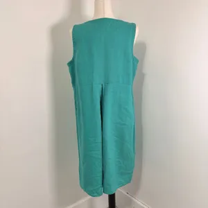 J. Jill 100% Linen Green 2 Pocket Dress Sz M thumbnail 2