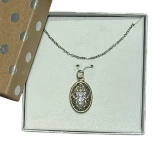 Holy Cross Oval Pendant Necklace NIB Silver Chain Christian Gift Unmarked thumbnail 8
