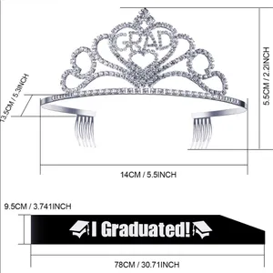 Graduation Rhinestone Crown & Sash thumbnail 2