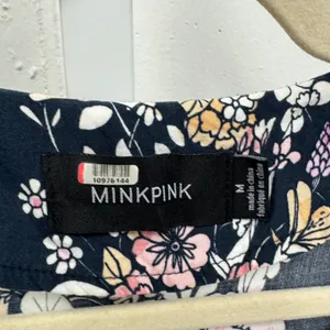 Minkpink Navy Floral Button Front Maxi Dress Boho Tassel Waist Pink Cream Medium thumbnail 7