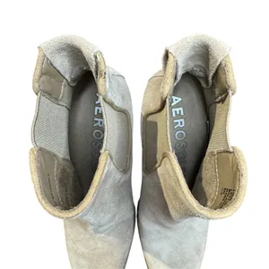 Aerosoles Booties Womens Size 6 Beige Leather Lido Ankle Cone Heel Stretch thumbnail 2