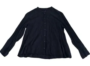 Pilcro By Anthropologie Womens Black Embroidered Floral Long Sleeve Shirt Medium thumbnail 1