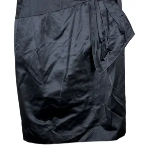 Max and Cleo Pleated‎ Bow Sateen Sheath Cocktail Dress Black Chic Size 6 thumbnail 4