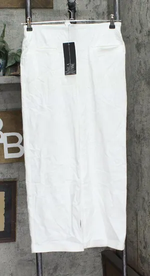 Marla Wynne Womens Denim Knit Side Zip Cropped Straight Leg Pants 655861 White 8 thumbnail 1