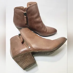 FRYE Judith Double Zip Brown Leather Almond Toe Ankle Boots thumbnail 8