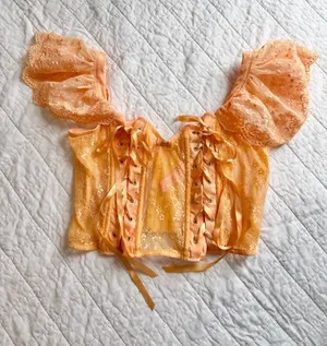 Sugar Thrillz Art of the Swoon Corset Bustier Top XXL Yellow Gold thumbnail 1