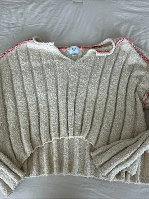 Cream BDG sweater red stitching thumbnail 2