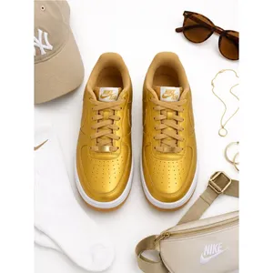 Nike Air Force 1 Low GS Metallic Gold Leather Sneakers 7Y Women's 8.5 Shoes GUC thumbnail 12