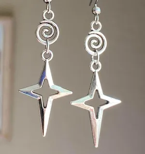 Handmade sparkle star & swirl grunge y2k street style dangle earrings💫🌀 thumbnail 2