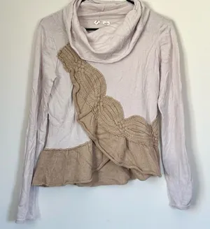 Moth Anthropologie Cowl Neck Sweater with Ruffle Knit Accents - Size: Medium thumbnail 1