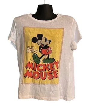 DISNEY Mickey Mouse white shirt tee top short sleeve women’s large thumbnail 1
