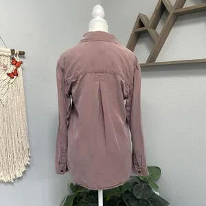 American Eagle Dust Rose Pink Purple Button Up Shirt Long Sleeve Collared thumbnail 4