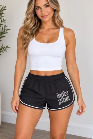 Baby Phat Black Athletic Shorts with White Piping thumbnail 1