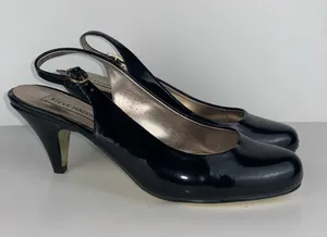 Steve Madden Black Patent Slingback Heels Size 8 thumbnail 1