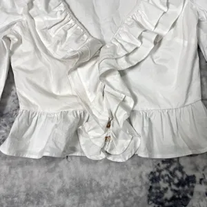 Majorelle White Ruffle Trim Blouse Sz Small thumbnail 4