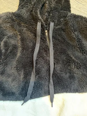 NWT Womens Small Fleece Black and White Winter Jacket Fuzzy Hooded 1/4 Zip thumbnail 2