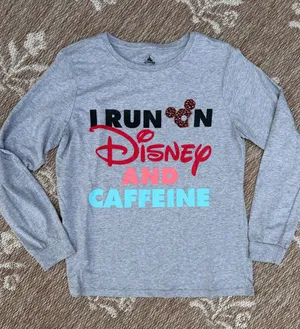 Disney Gray Long Sleeve Tee with Red, Black, Pink & Aqua Graphic thumbnail 1