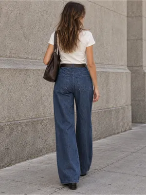 Jenni Kayne High Rise Wide Leg Denim Trouser Jeans 100% Cotton Size 2 thumbnail 3
