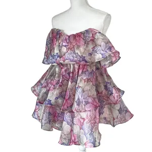Tiered Floral Organza Ruffle Dress thumbnail 3
