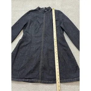 Zara Black Long-Sleeve Mini Dress with High Neck Size XL 97% Cotton thumbnail 12