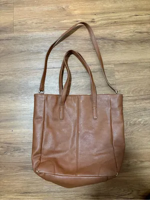 Banana Republic Brown Faux Leather Tote Shoulder Bag Large Carryall Handbag thumbnail 2