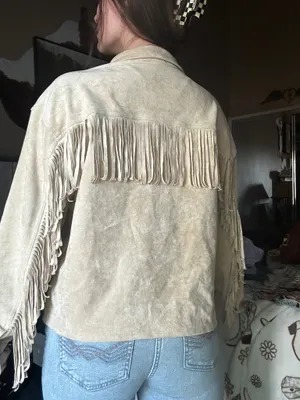 Suede fringe jacket Tan thumbnail 3