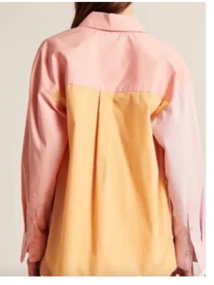 Abercrombie & Fitch Oversized Poplin Pastel Colorblock Button Up Shirt Small thumbnail 4