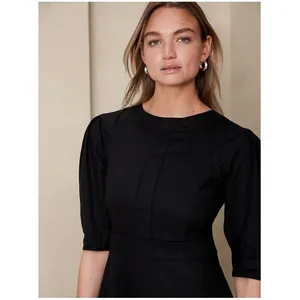 Banana‎ Republic Factory Womens 4 Black Linen Blend Boat Neck Mini Dress NWT thumbnail 4