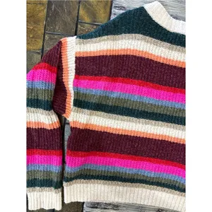 American Eagle Multi Color Striped Crop Sweater Women’s Small Boho Casual Chunky thumbnail 6