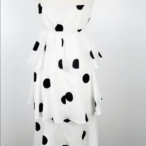 O.P.T Polka dot midi Dress layered ruffles Black Size XS thumbnail 10