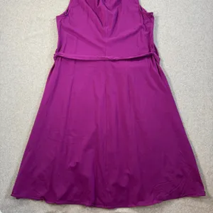 Lands' End Women's XL 18 Purple Sleeveless Keyhole Tie Belt A-Line Midi Dress thumbnail 10
