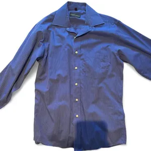 Men's Blue Pinstripe Spread Collar Dress Shirt thumbnail 1